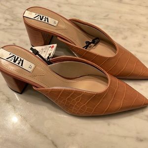 Nude Zara Mules NWT